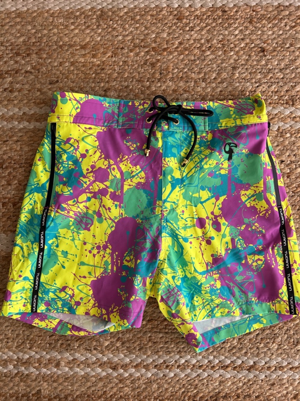 Tucann Neon Paint-Splash Swim Trunks